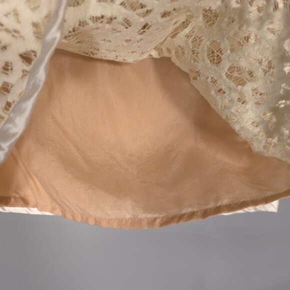 Kora Rae Women’s WOOL SILK Blend Beige Lace Pencil Skirt USA MADE No Size Tag S - Picture 12 of 16